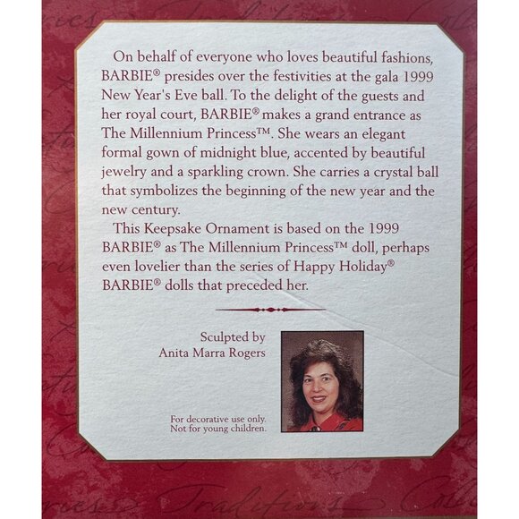 1999 Hallmark Keepsake Barbie Millennium Princess Ornament Anita Rogers LNIB - Picture 2 of 5